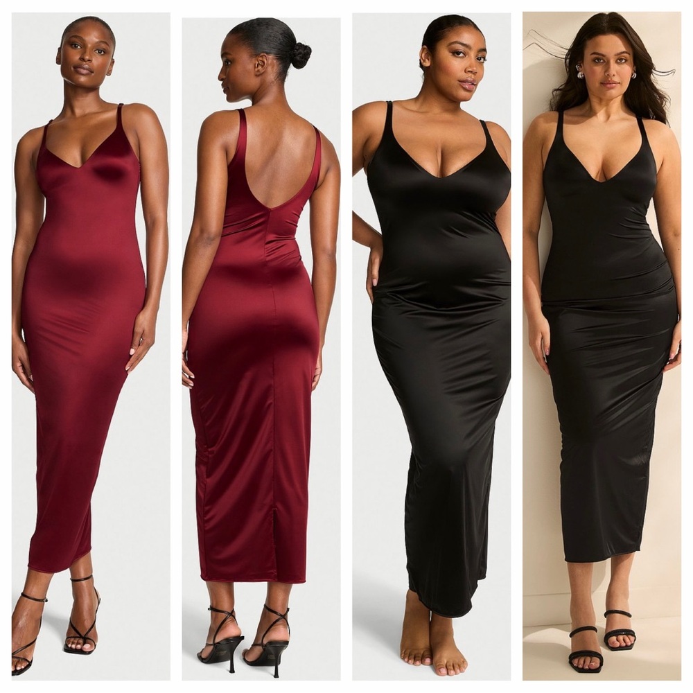 Victoria's Secret Satin Maxi Dress - Burgundy and Black